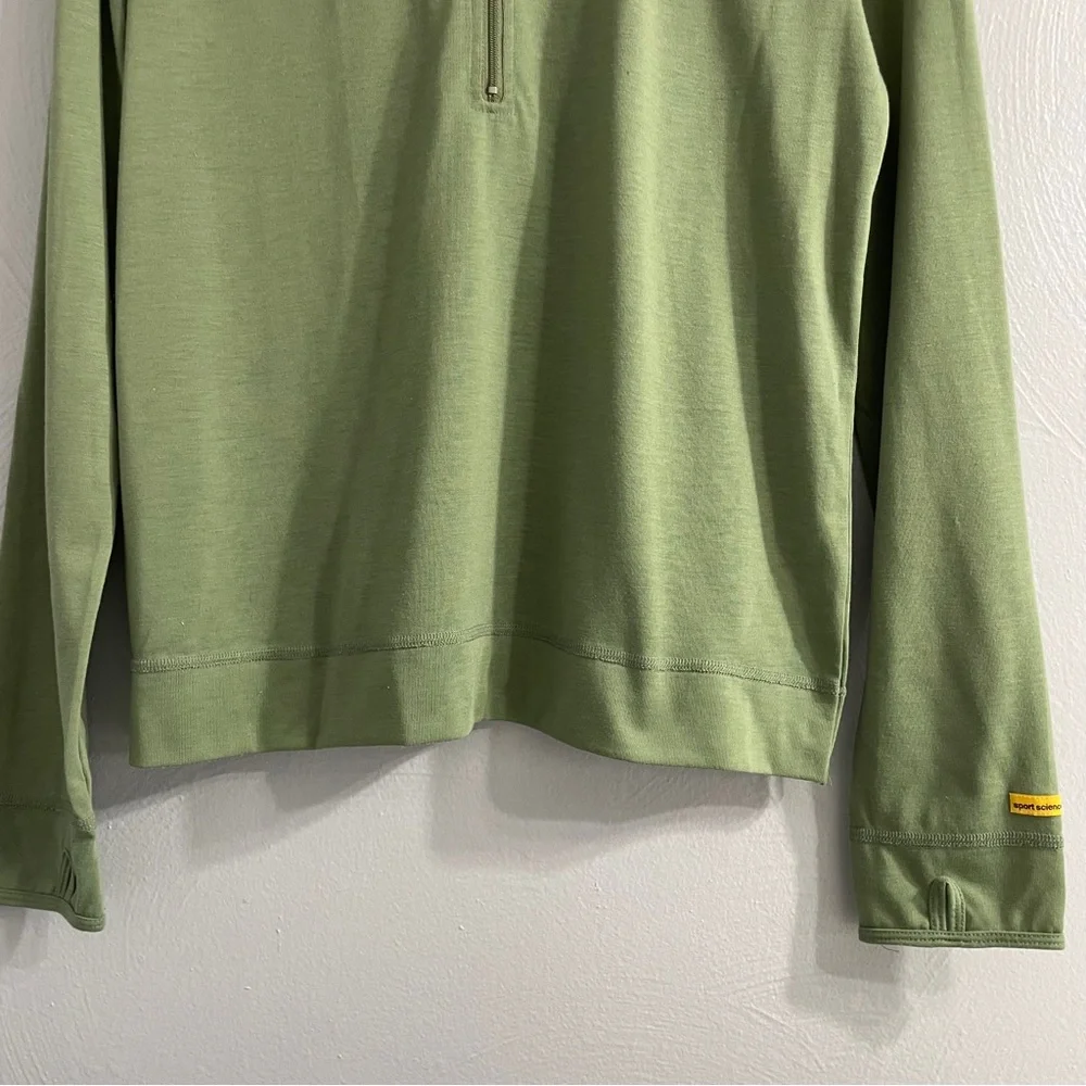 Sport Science wool 2.0 base-layer top pullover half zip green outdoor thumbholes - Picture 4 of 9